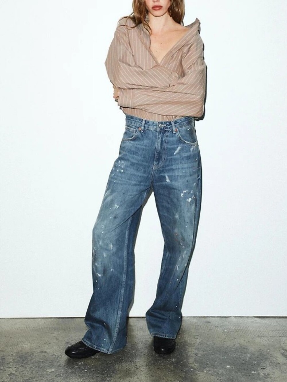 Zara TRF LOOSE OVERSIZE HIGH WAIST JEANS Size 8